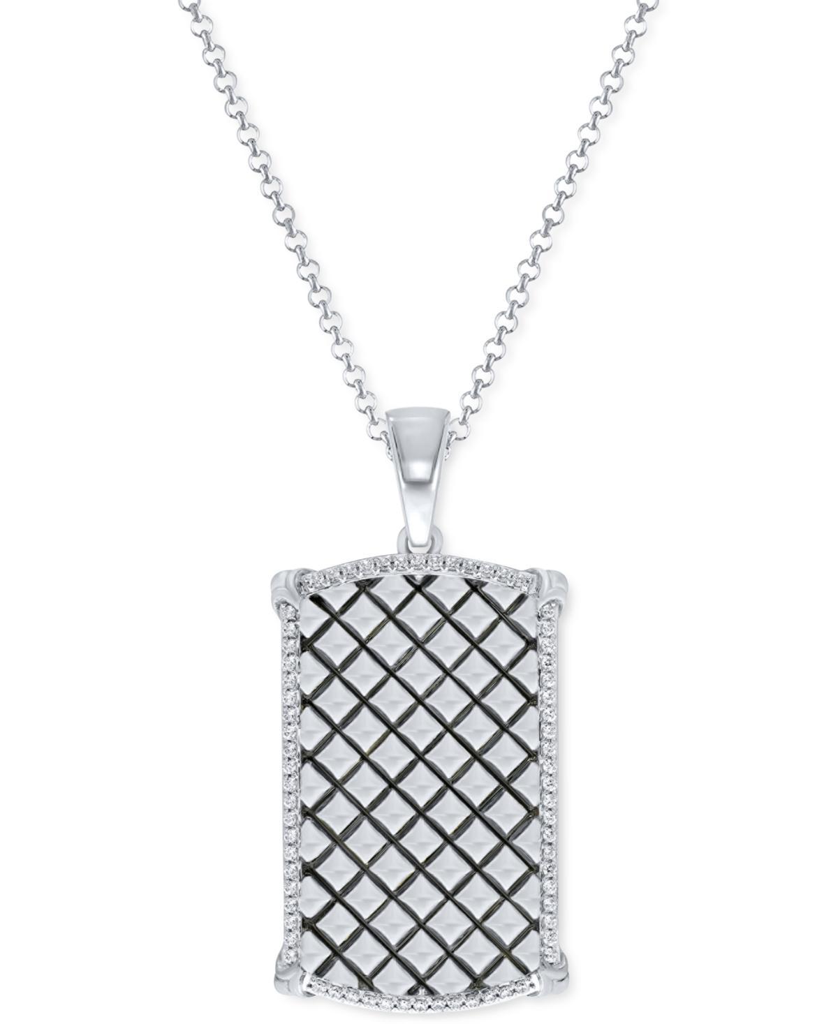 Mens Diamond Border Square Pattern Dog Tag 22 Pendant Necklace (1/2 ct. t.w.) Product Image