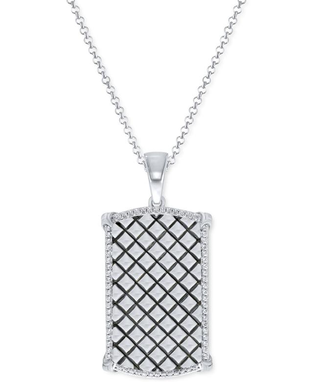 Mens Diamond Border Square Pattern Dog Tag 22 Pendant Necklace (1/2 ct. t.w.) Product Image