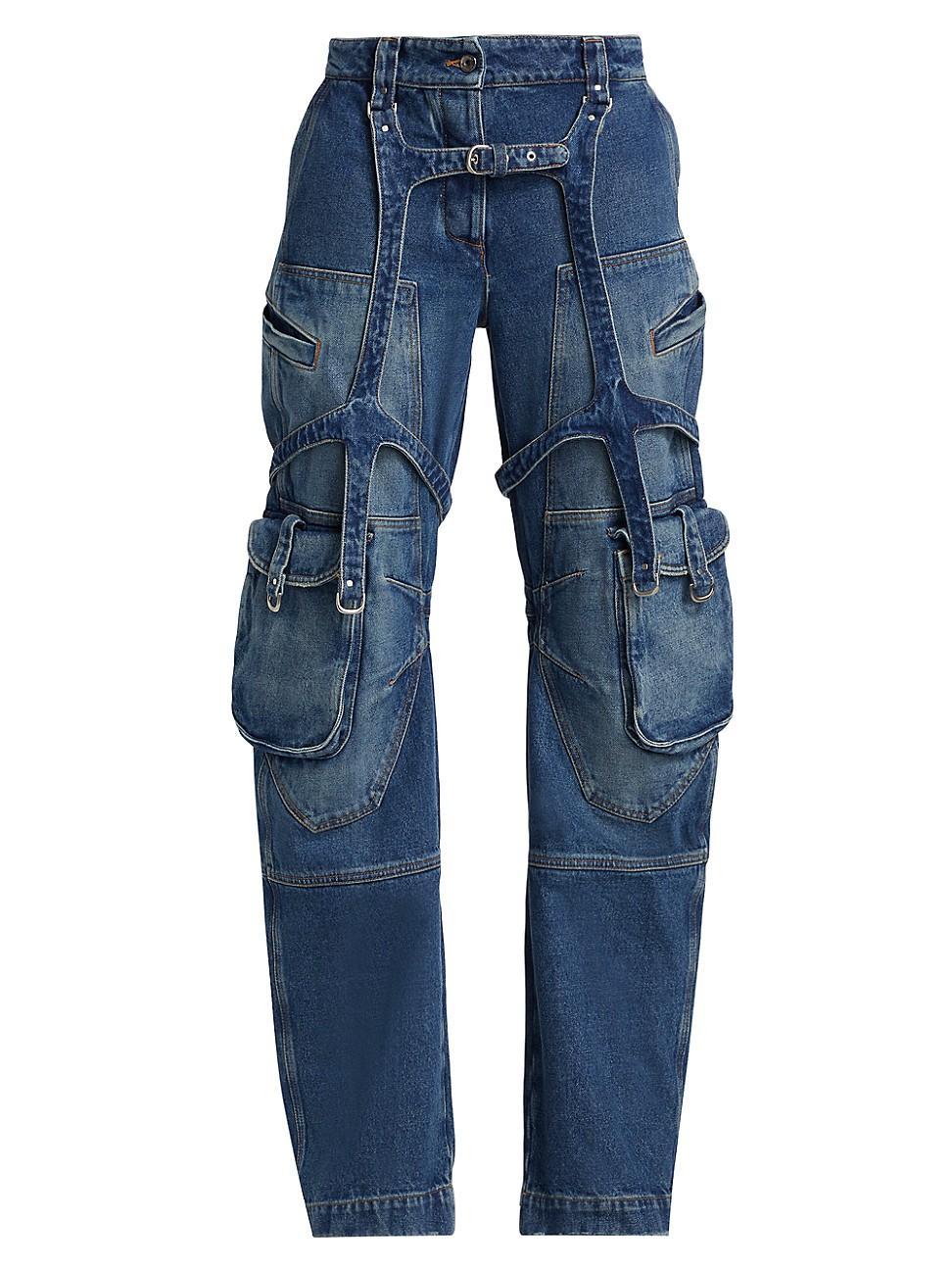 Womens Denim Cargo Pants Product Image