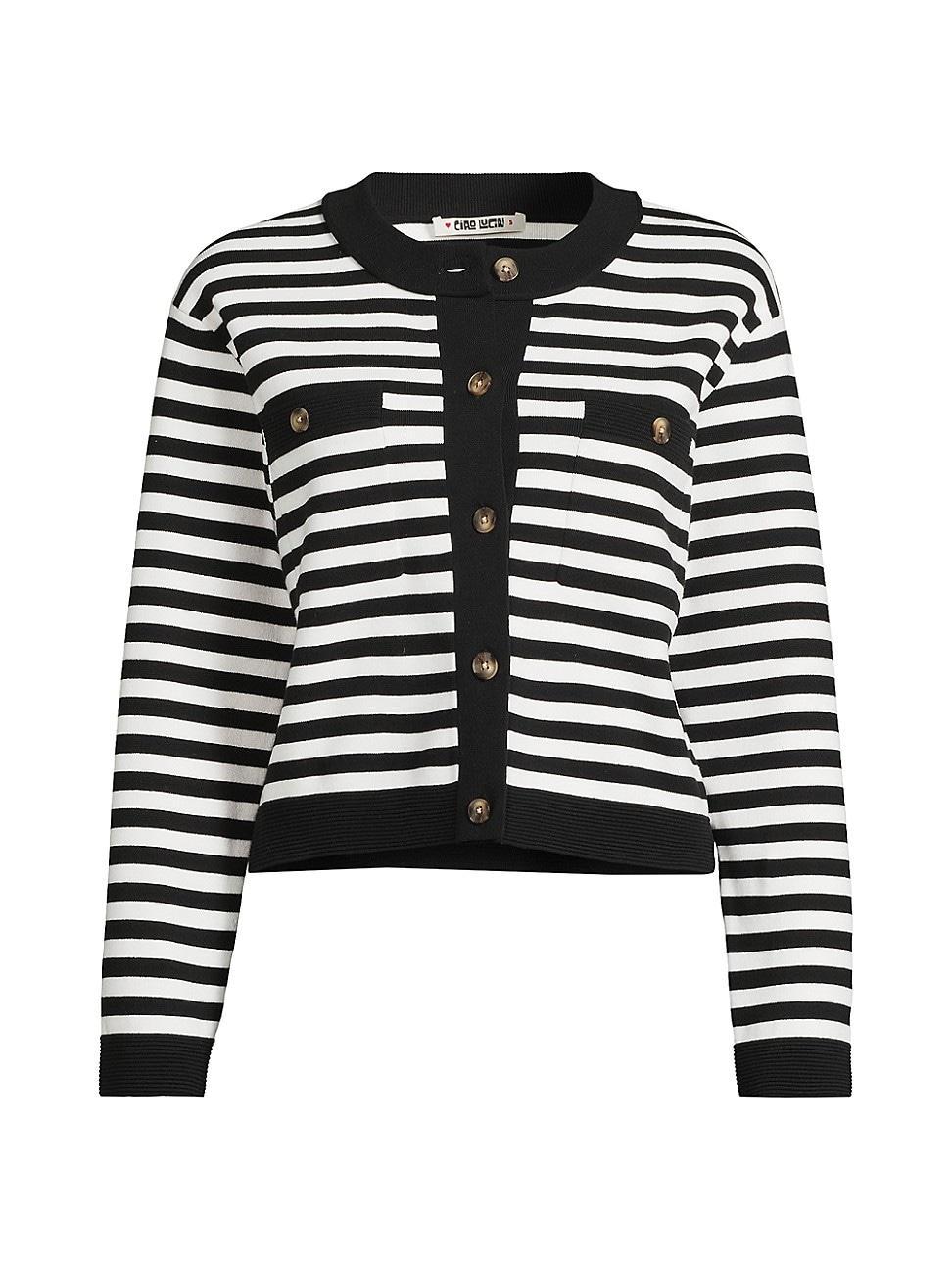 Womens Lise Striped Stretch-Cotton Jacket Product Image