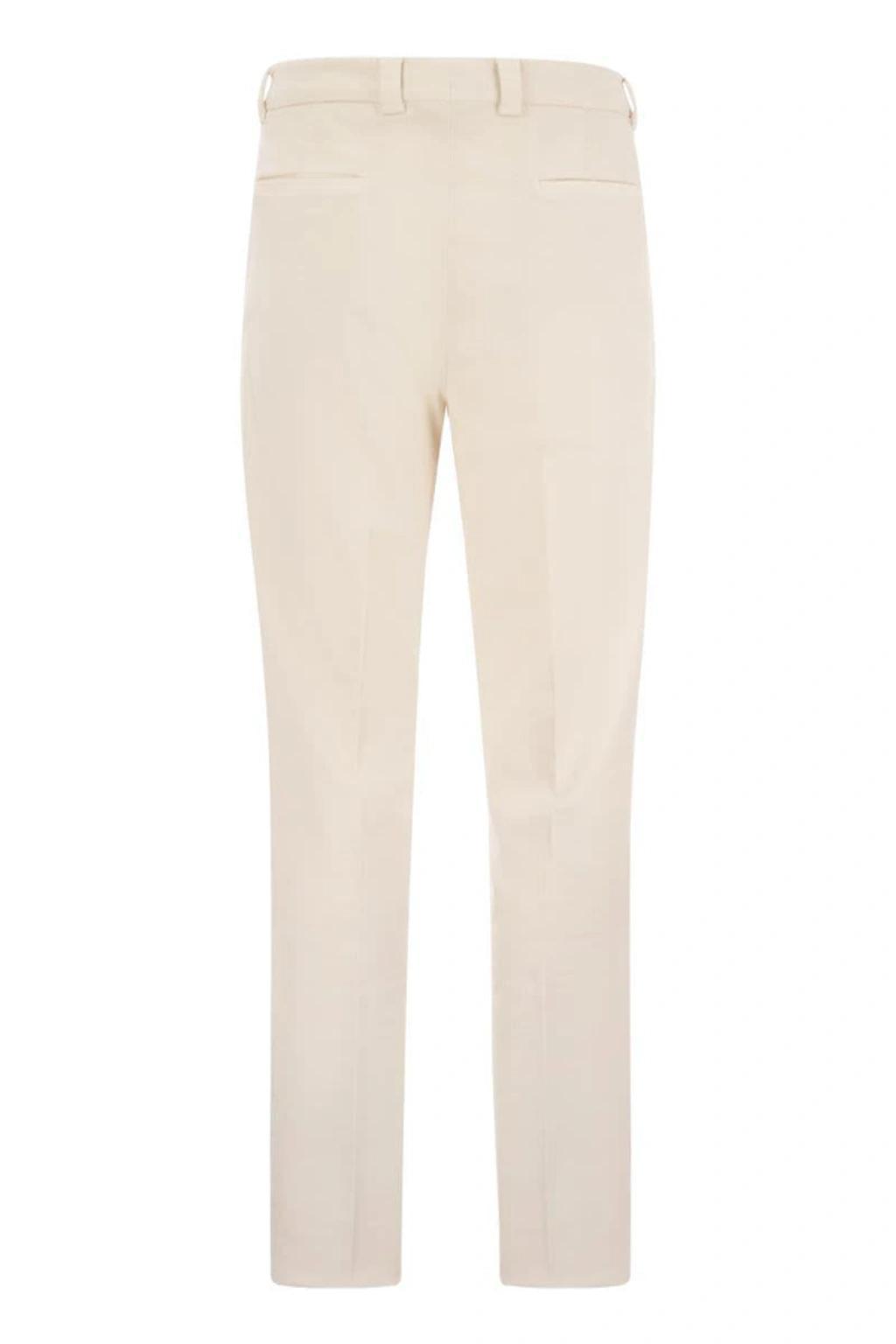 BRUNELLO CUCINELLI Cotton-blend Trousers With Darts In Nude & Neutrals Product Image