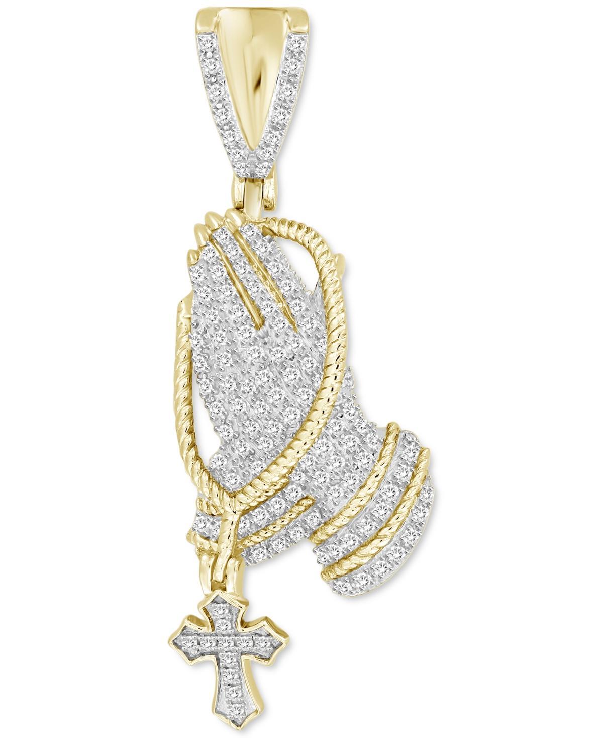 Mens Diamond Praying Hands Pendant (1/3 ct. t.w.) in 10k Gold Product Image