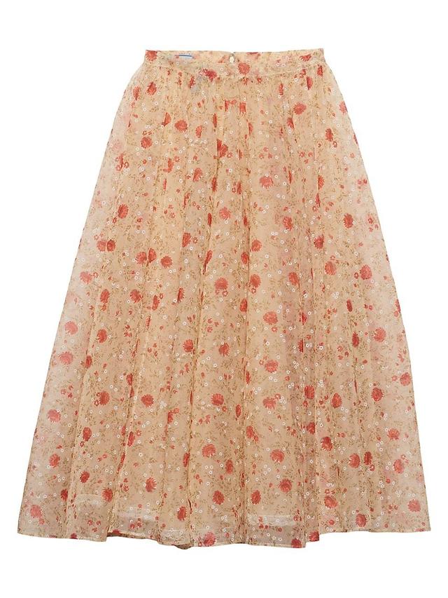 Womens Printed Nylonette Midi Skirt Product Image