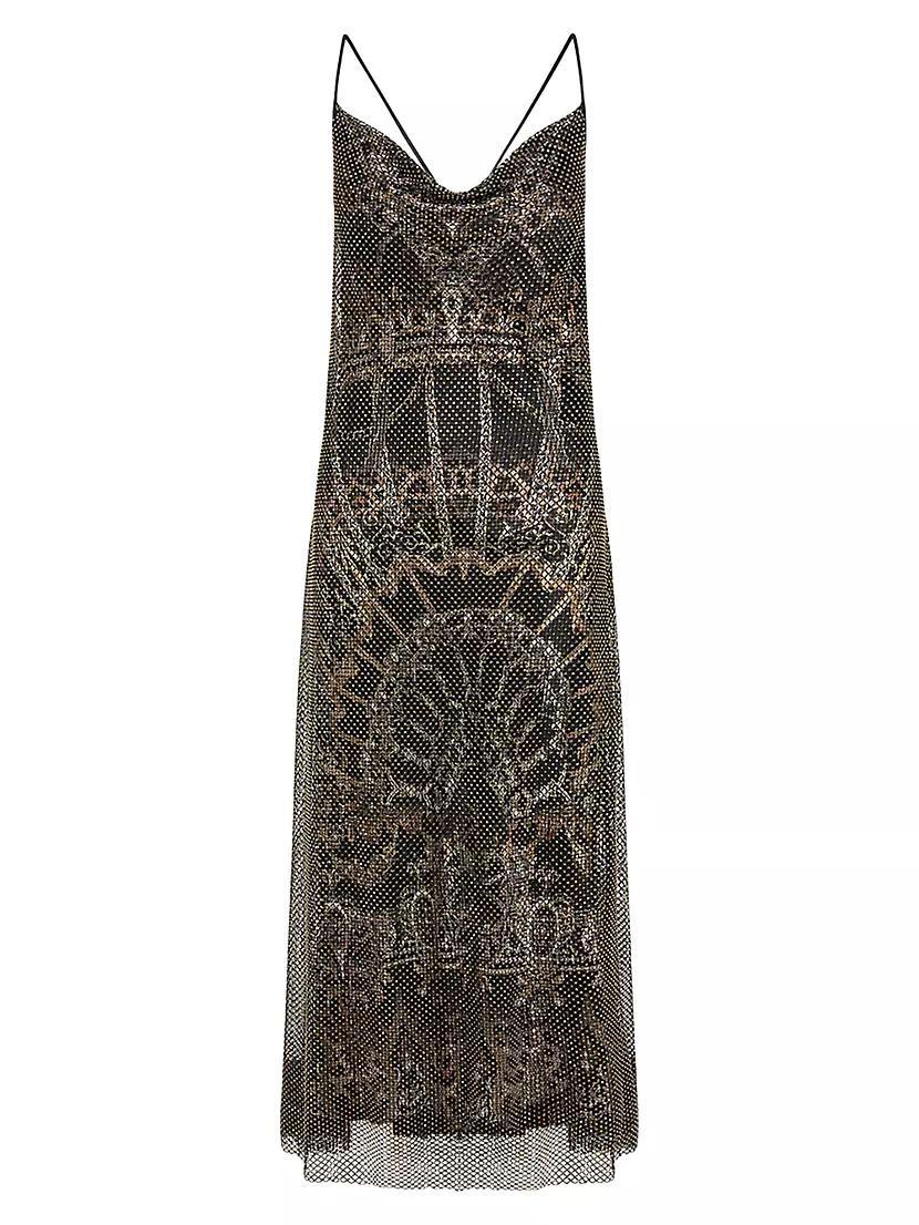 Charmeuse & Crystal Mesh Midi-Dress Product Image