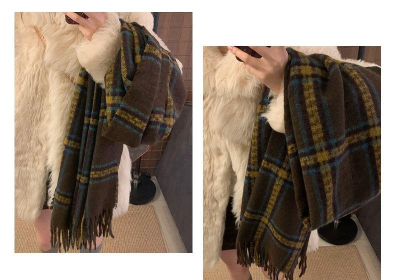 Plaid Fringed Shawl Product Image