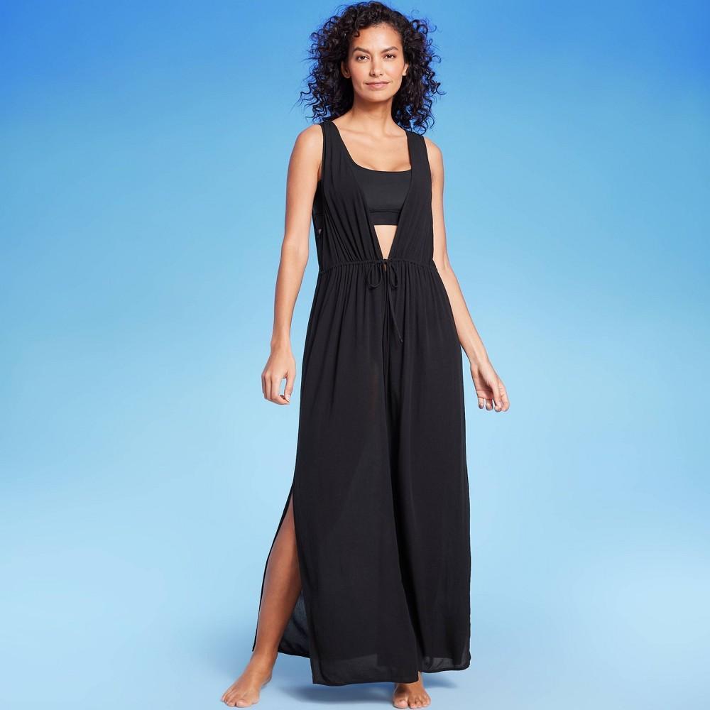 Womens Sleeveless Cover Up Maxi Duster - Kona Sol Black S/M Product Image