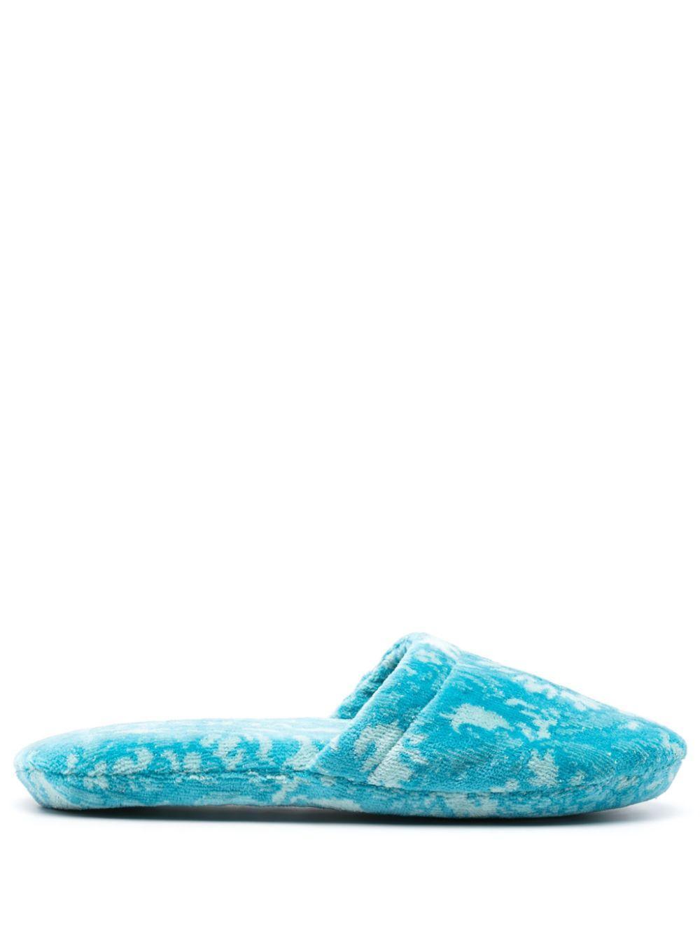 VERSACE Barocco-print Terry-cloth Slippers In Multi Product Image