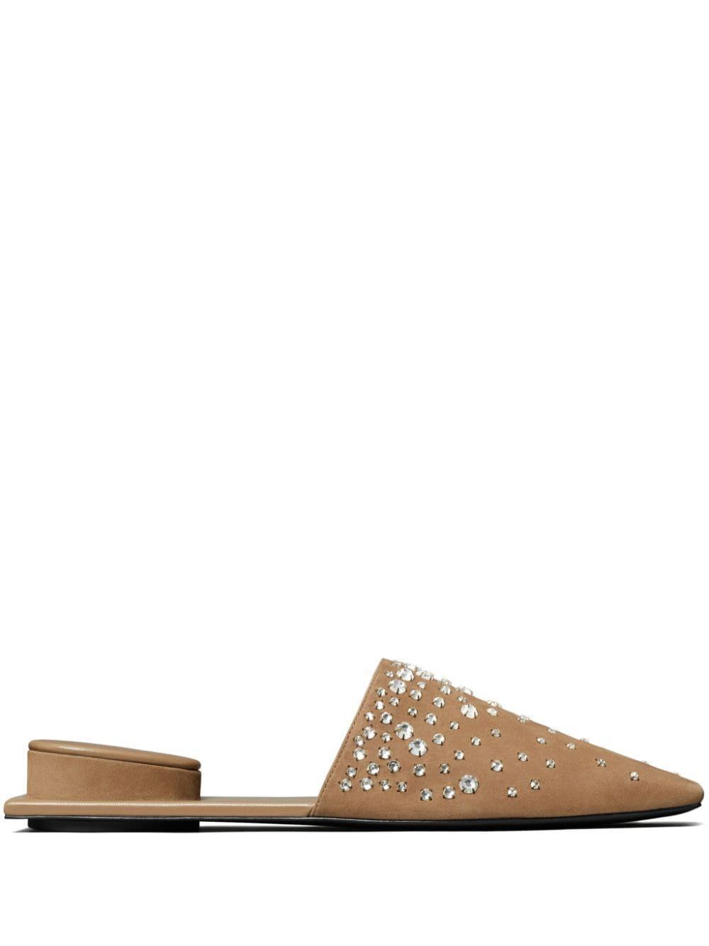 TORY BURCH Pierced Crystal Mules In Neutrals Product Image