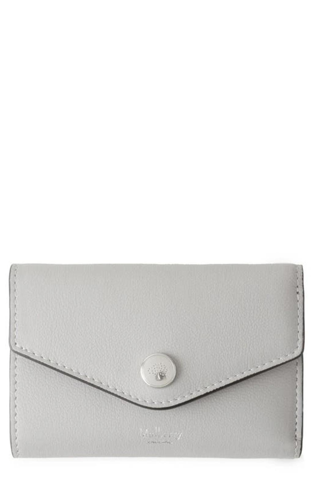 Bifold Leather Card Case In Pale Grey Product Image