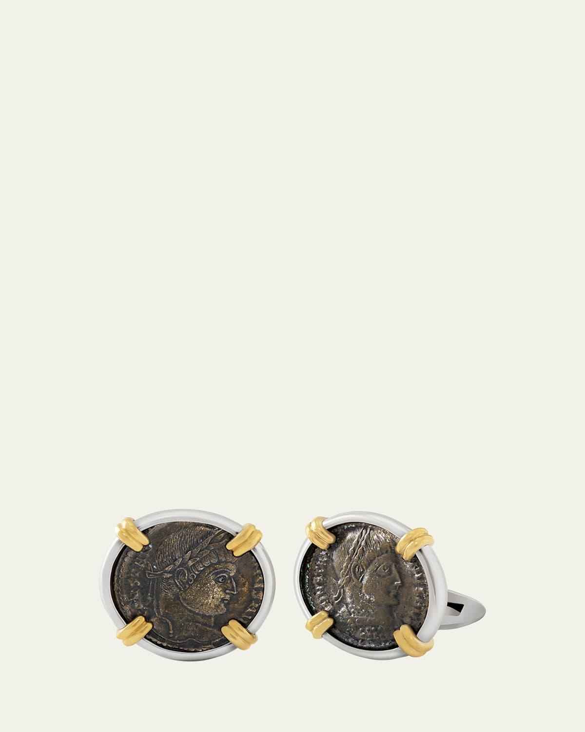 Mens 18K Two-Tone Constantine I Coin Cufflinks Product Image