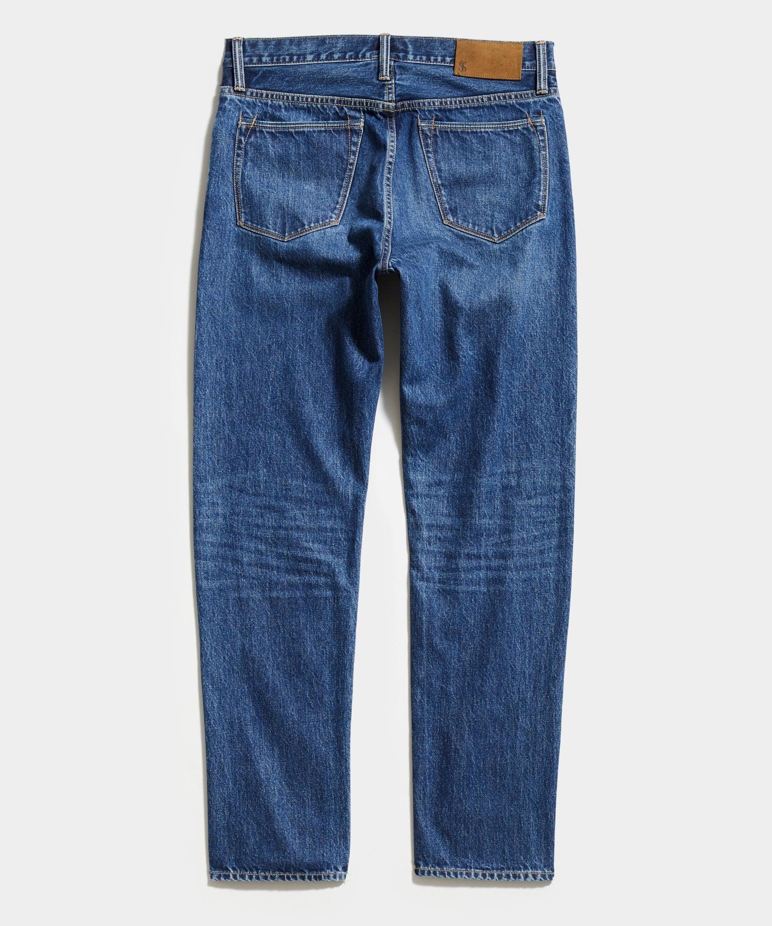 Straight Selvedge Jean in Mid-Blue Wash Product Image