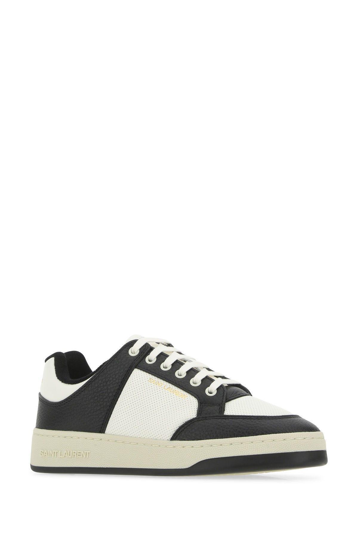 Sl61 Panelled Leather Sneakers In Black And White Product Image