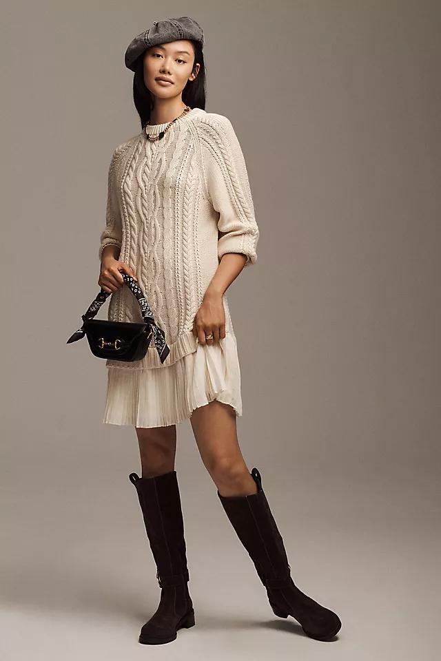 By Anthropologie Twofer Cable-Knit Sweater Mini Dress Product Image