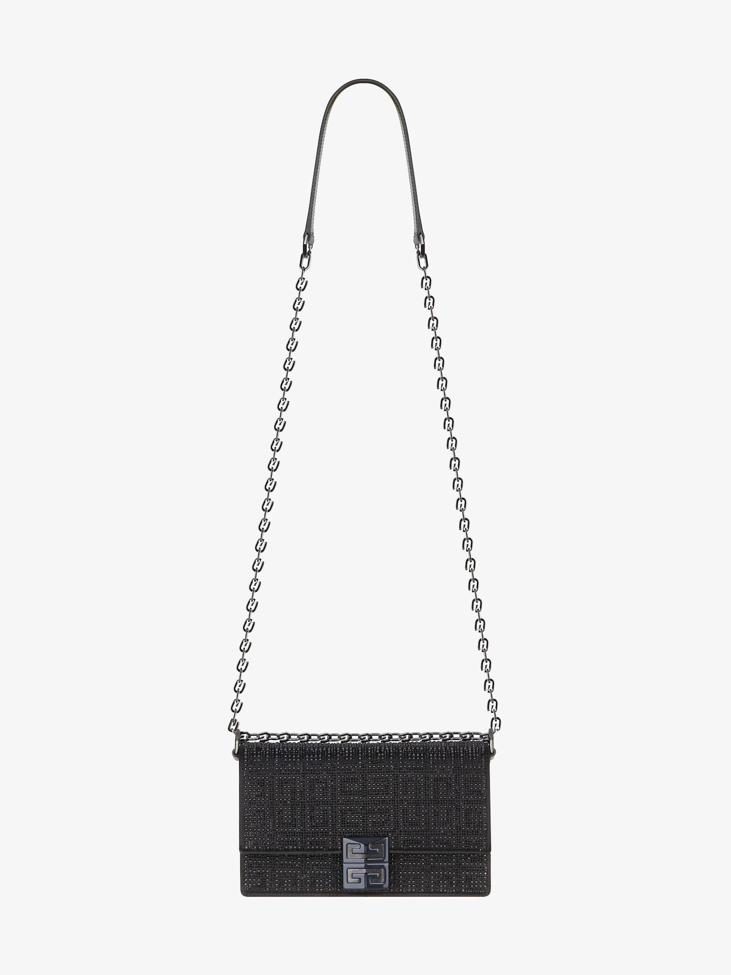 Small 4G bag in satin with 4G studs, strass and chain Product Image