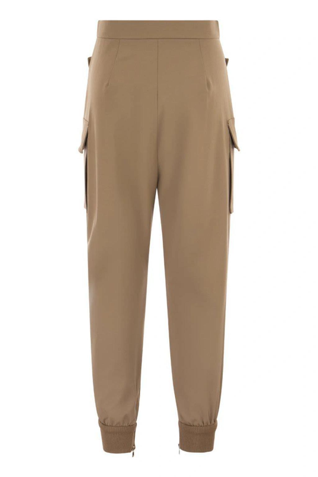 Tskirt - Wool Gabardine Cargo Trousers In Brown Product Image