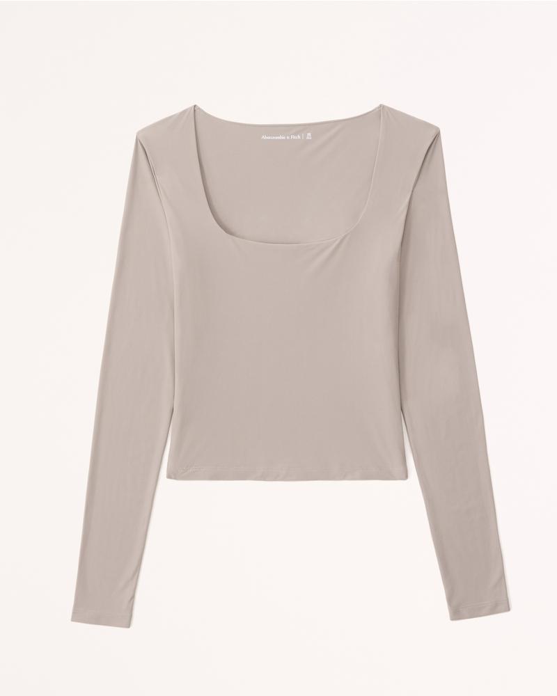 Soft Matte Seamless Long-Sleeve Squareneck Top Product Image