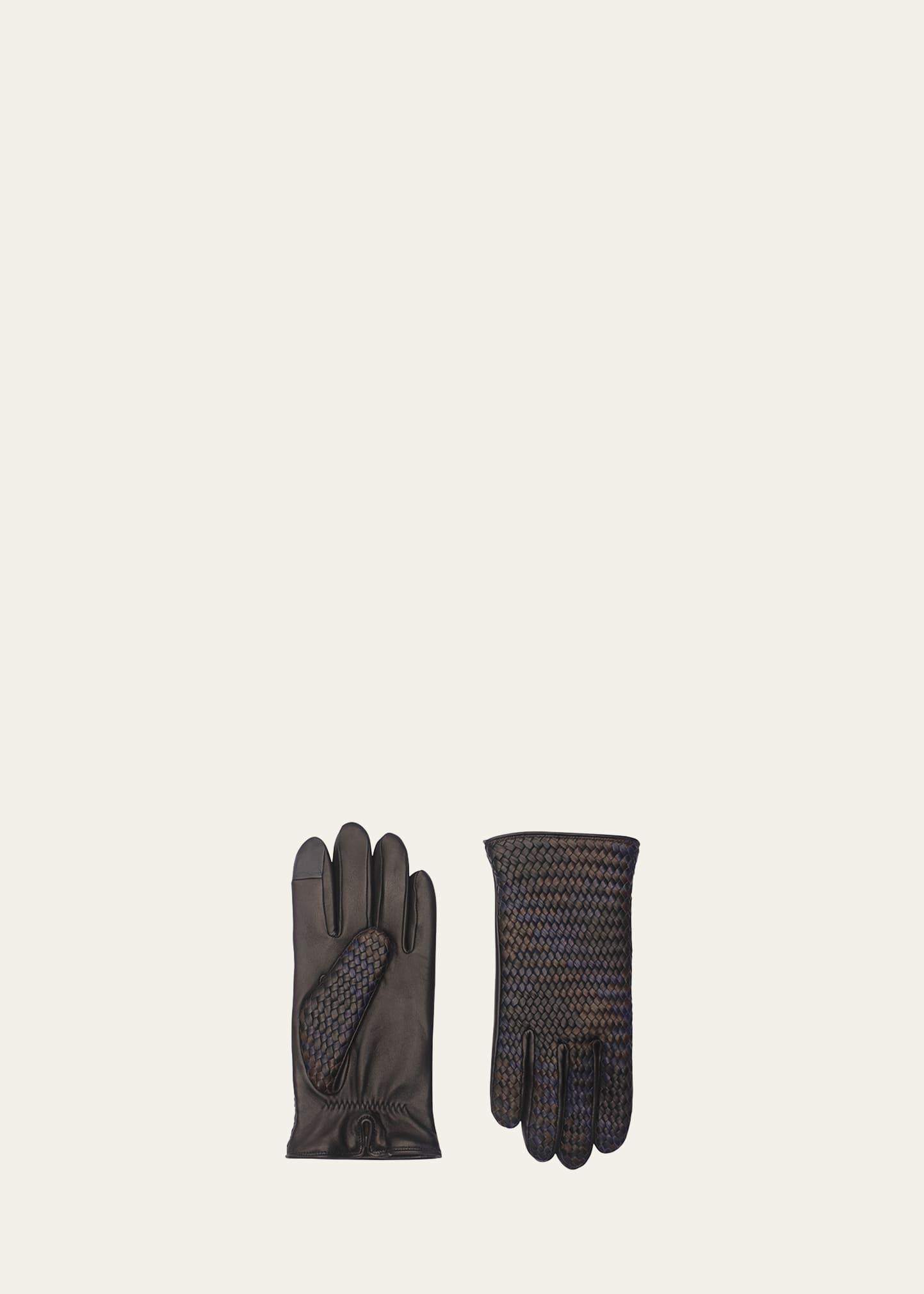 Mens Woven Leather Gloves Product Image