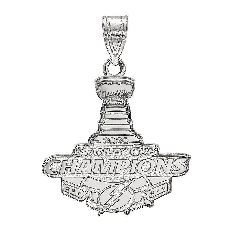 LogoArt Sterling Silver Tampa Bay Lightning 2020 Stanley Cup Champions Large Pendant, Womens Product Image