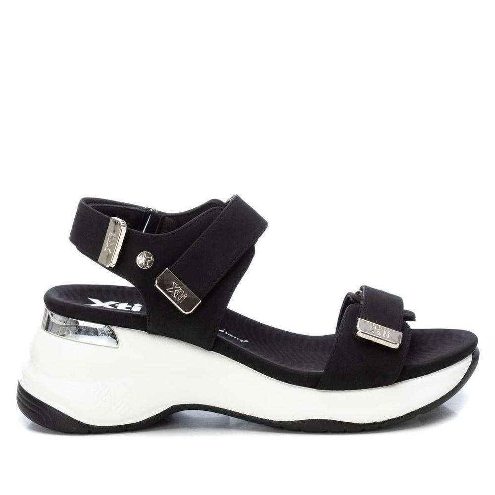 XTI WoMen's Wedge Double Strap Sandals 142827-Black,5.5 Product Image