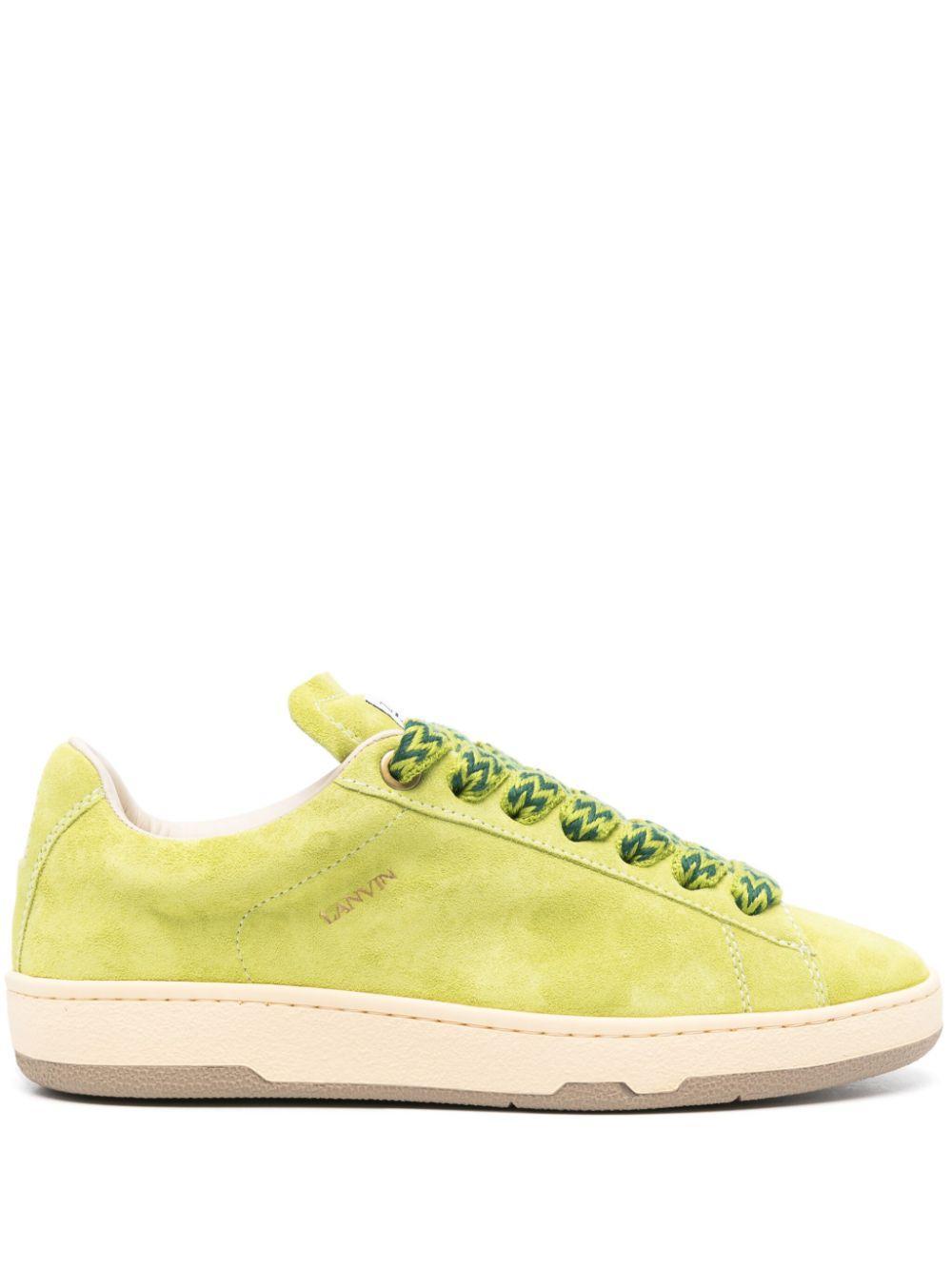 LANVIN Green Suede Curb Lite Sneakers Product Image