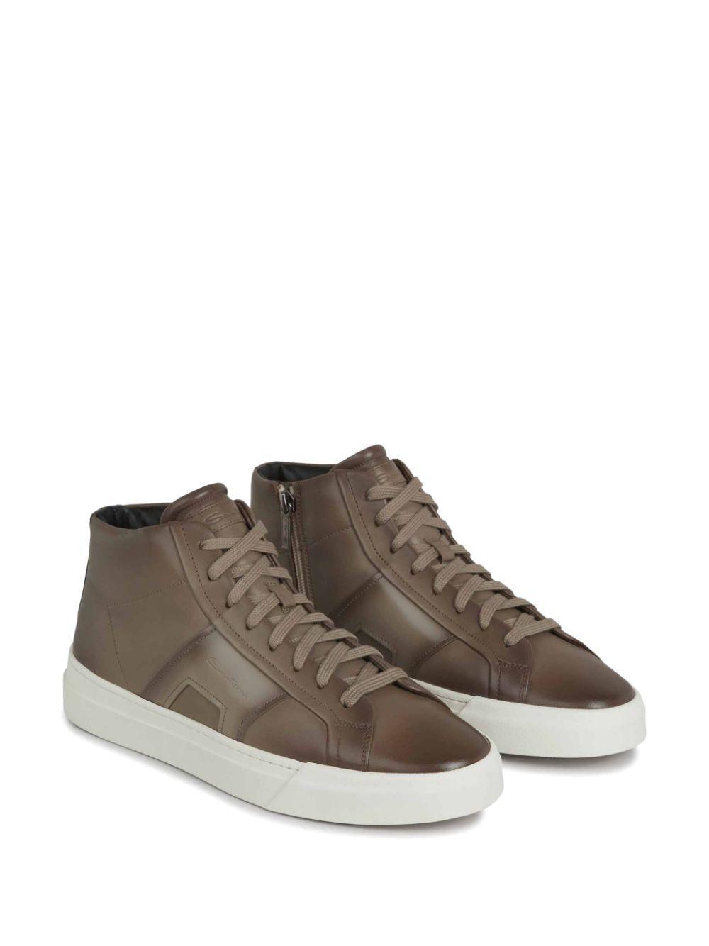 SANTONI Double Buckle Sneakers In Brown Product Image