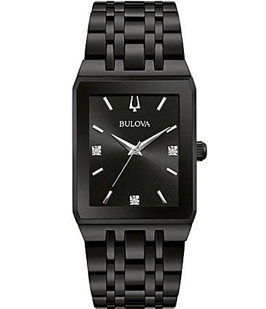 Bulova Mens Futuro Diamond-Accent Black Stainless Steel Bracelet Watch 45x30mm Product Image