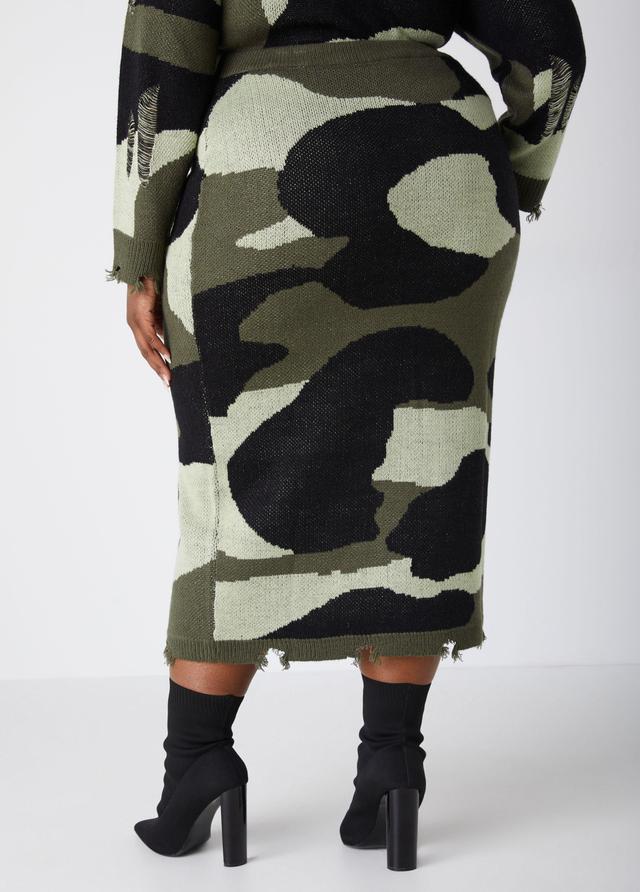 Distressed Camo Midaxi Skirt Product Image