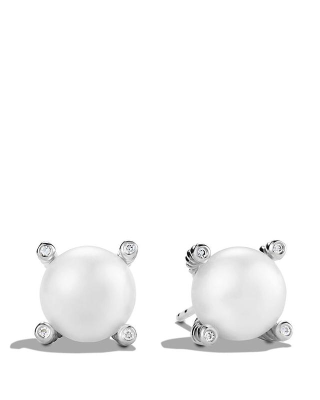 Womens Pearl Earrings with Diamonds Product Image