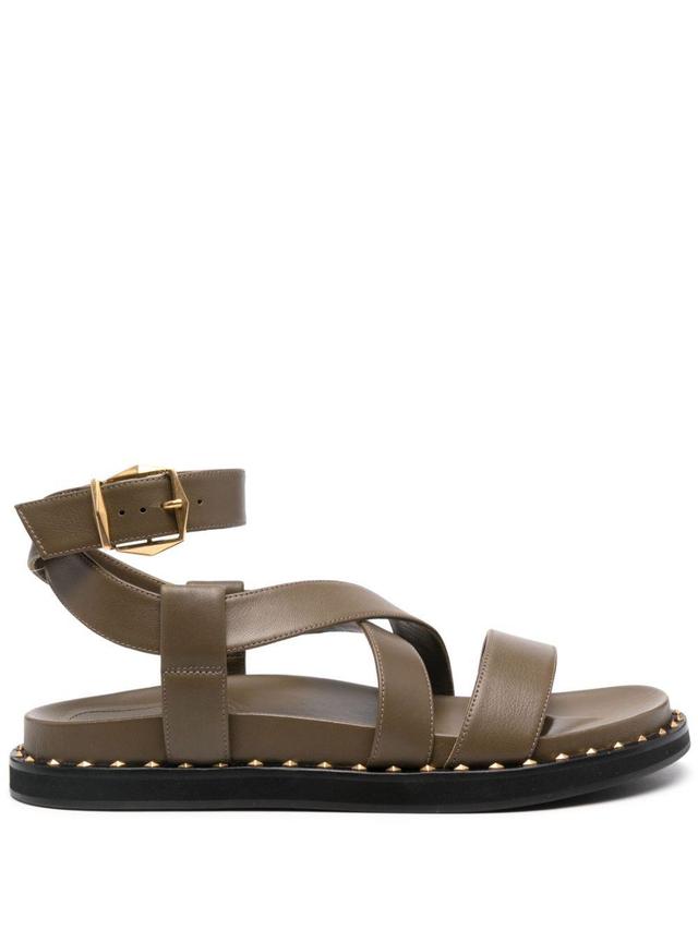 Blaise Leather Sandals In Green Product Image