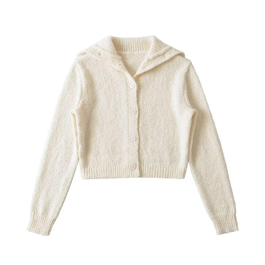 Plain Collar Button-Up Cardigan Product Image