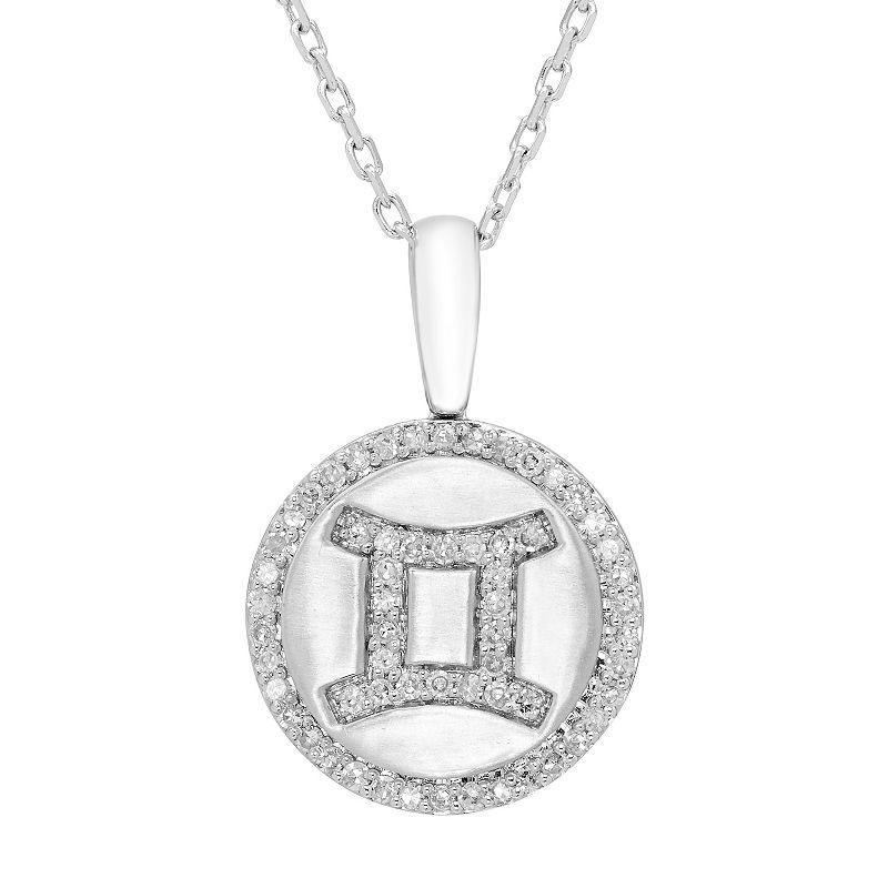 Its Personal Sterling Silver 1/6 Carat T.W. Diamond Zodiac Sign Necklace, Womens Cancer Product Image