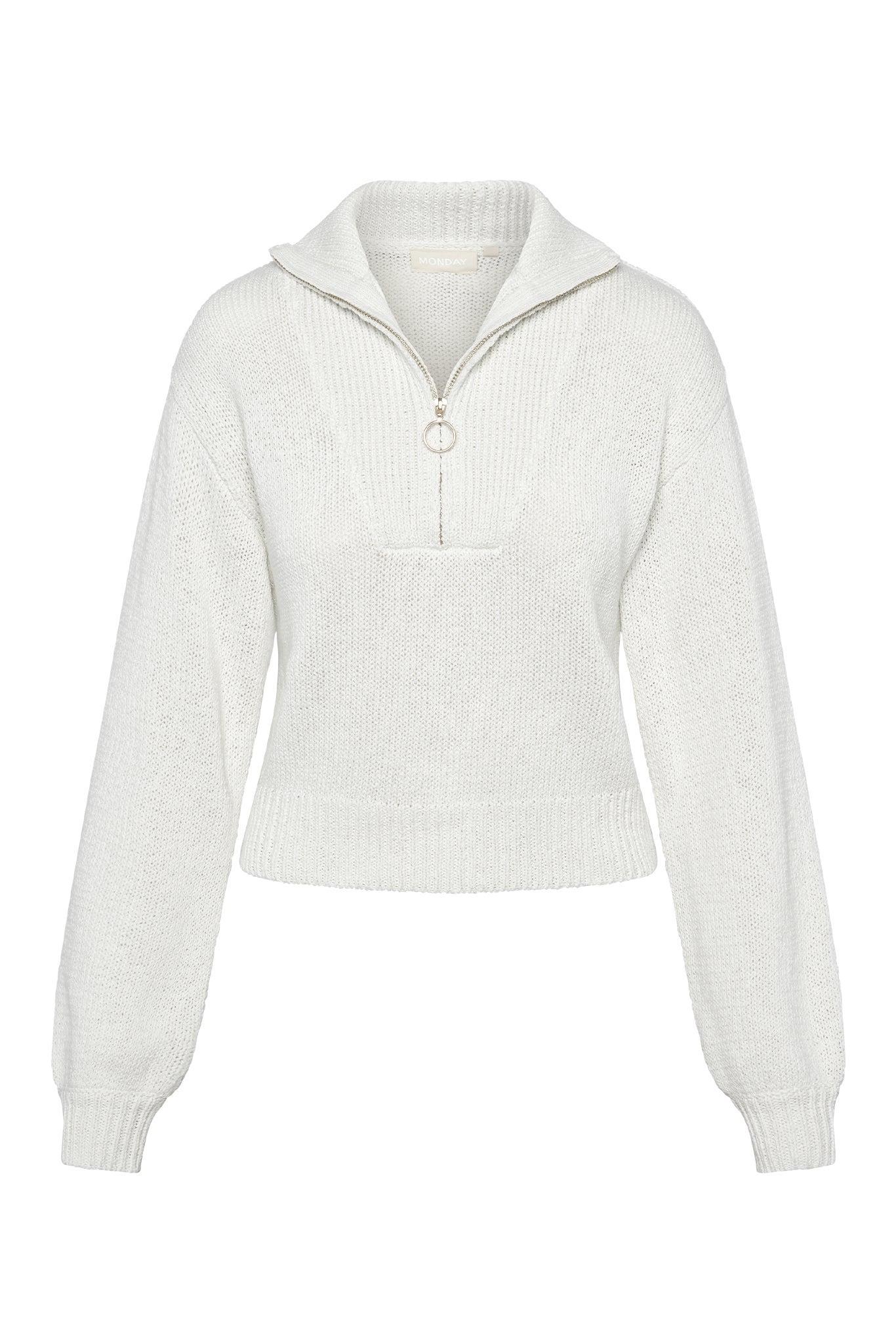 Lisbon Quarter Zip Sweater - White Product Image