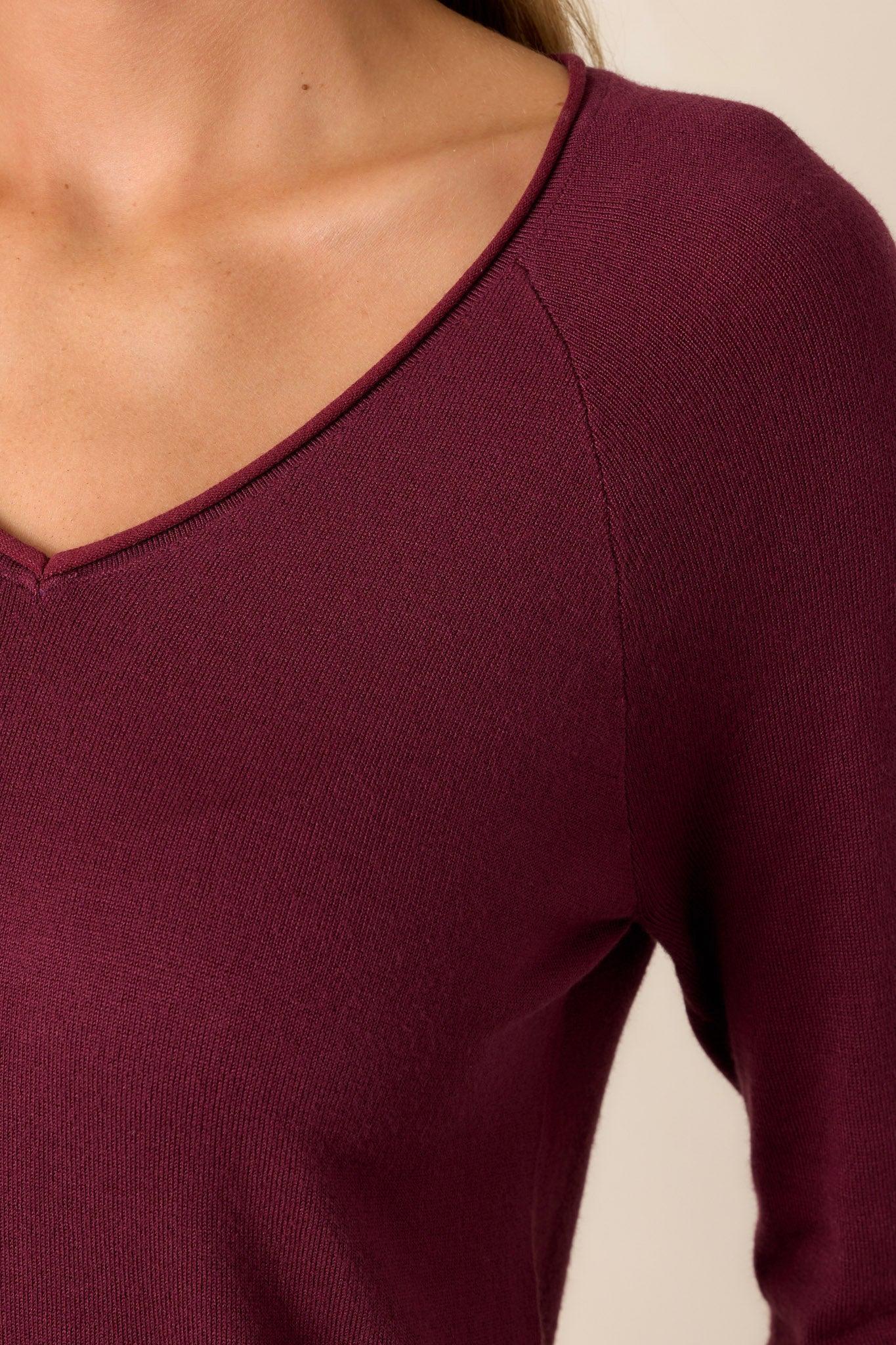 Traveling Far Wine Purple Knit Sweater Product Image