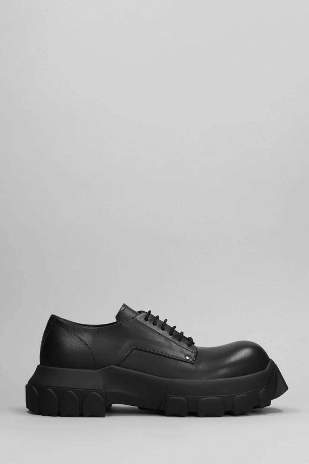 RICK OWENS Bozo Tractor Leather Derby Shoes In Black Product Image