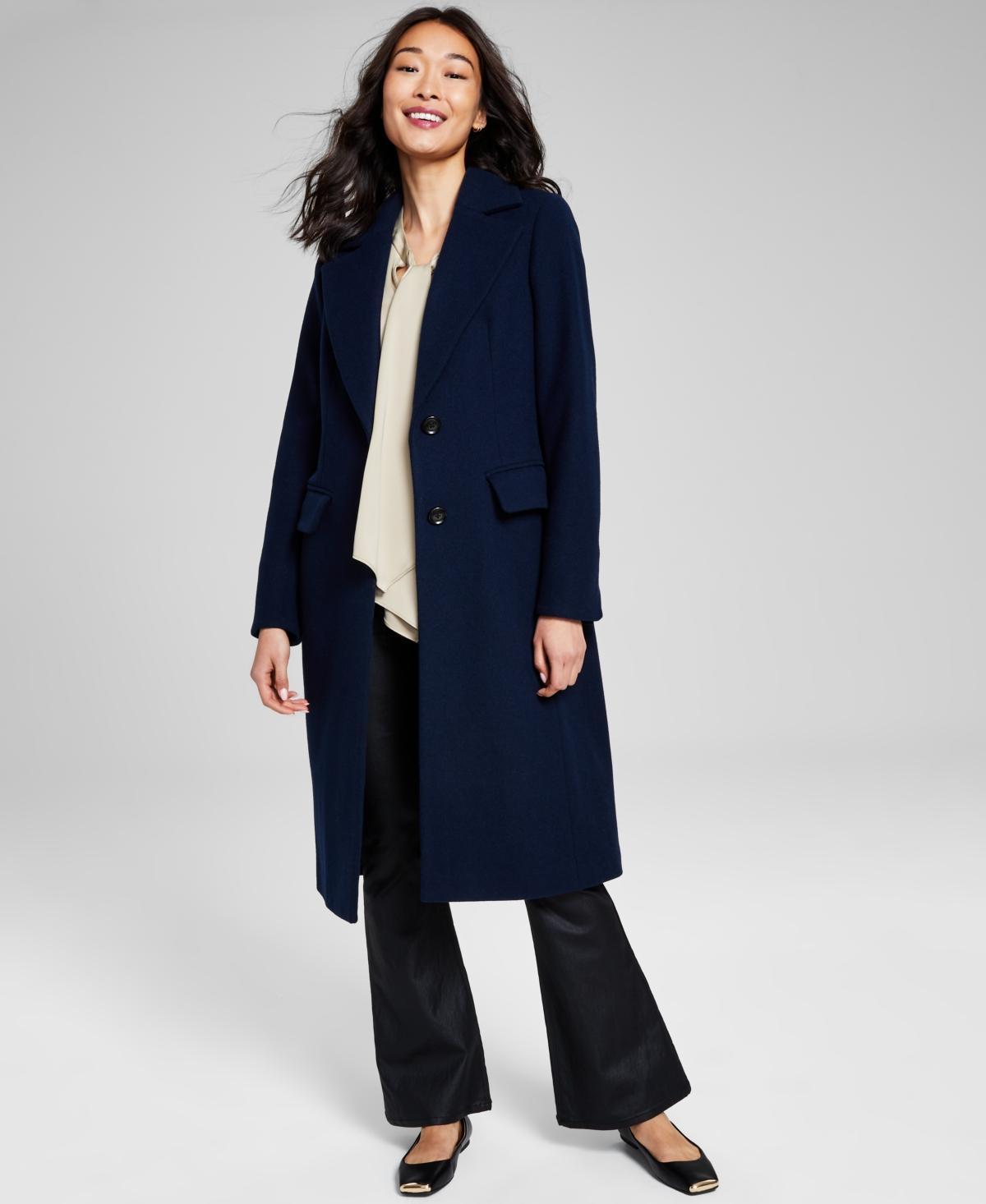 Michael Michael Kors Womens Single-Breasted Wool Blend Coat, Created for Macys - Black Product Image