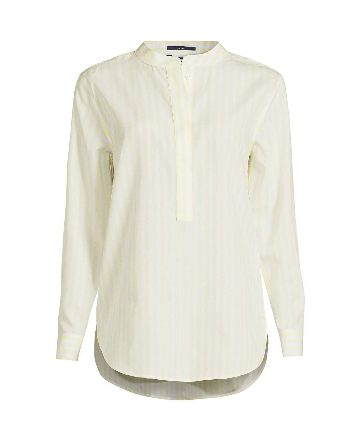 Womens Lands End No Iron Long Sleeve Banded Collar Popover Shirt Product Image