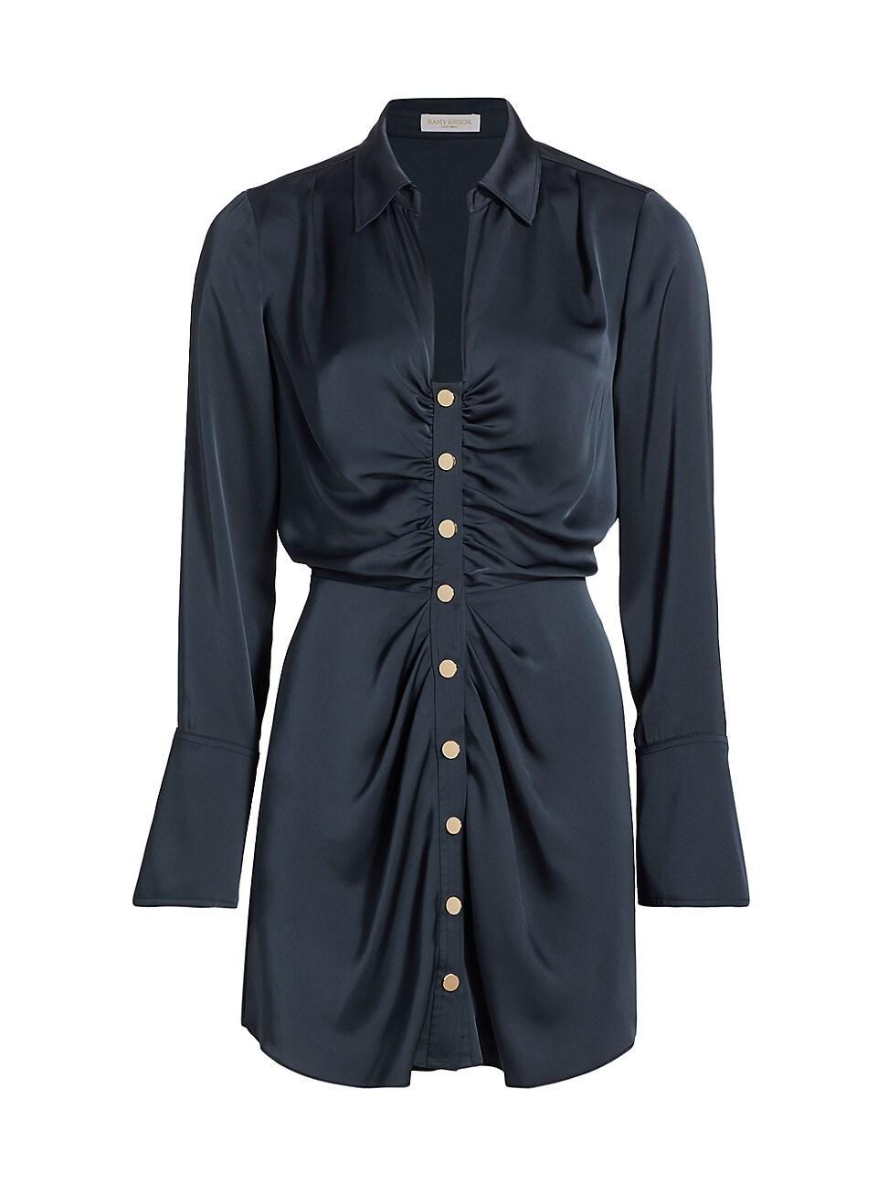 Ramy Brook Katelyn Long Sleeve Satin Shirtdress Product Image