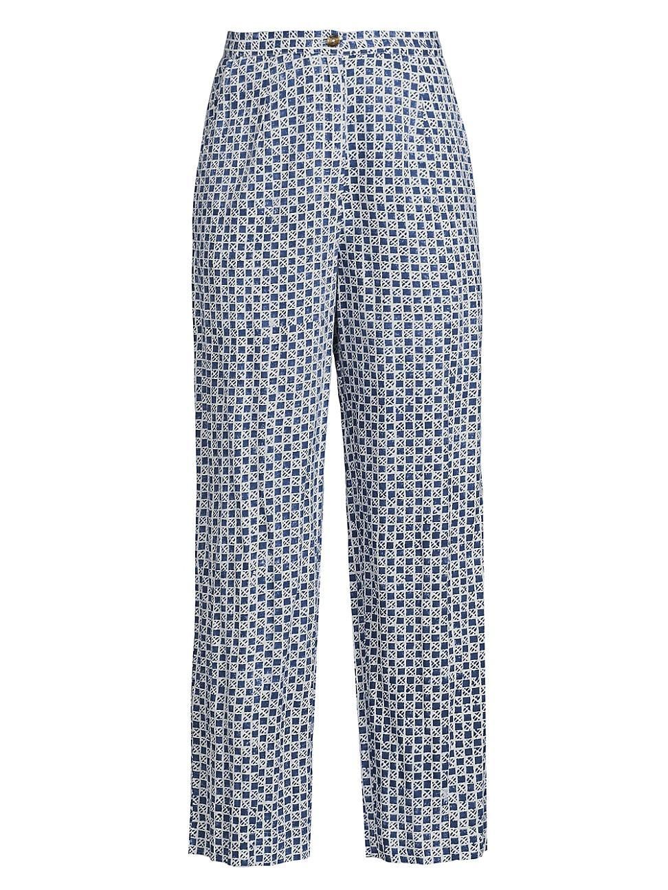 Womens Pietro Check Cotton-Linen Pants Product Image