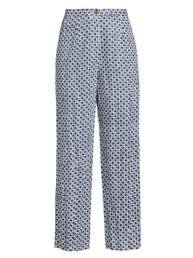 Womens Pietro Check Cotton-Linen Pants Product Image