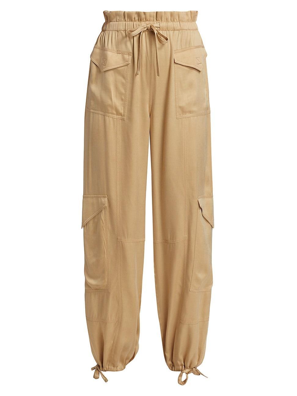 Womens Washed Satin Cargo Pants Product Image