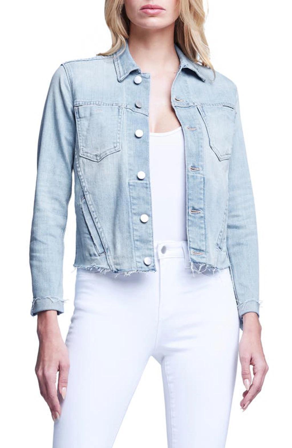 Janelle Raw Cut Slim Denim Jacket In Indigo product image