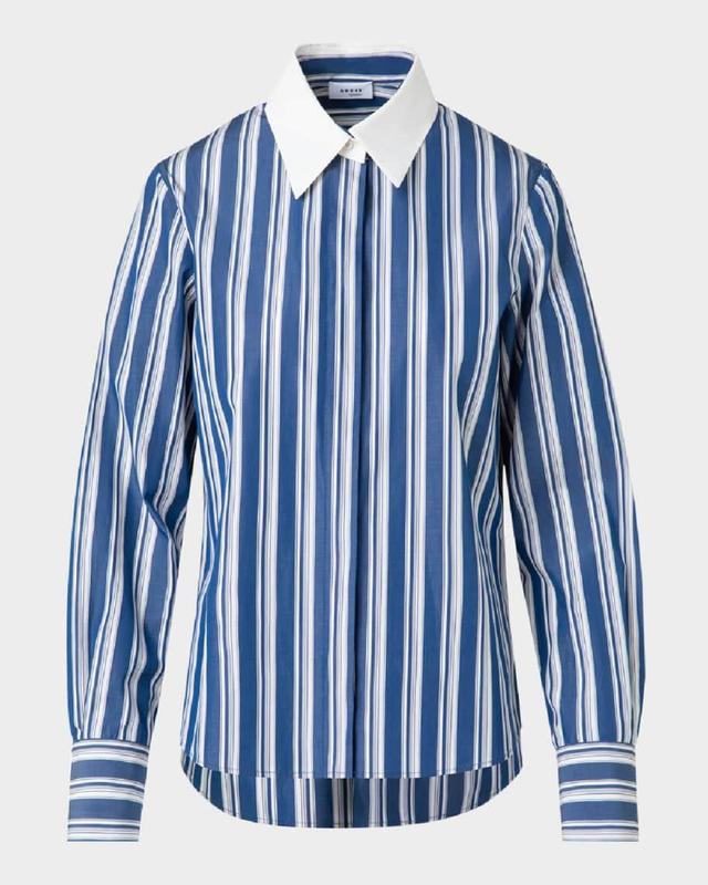 Striped Poplin Button-Down Blouse Product Image