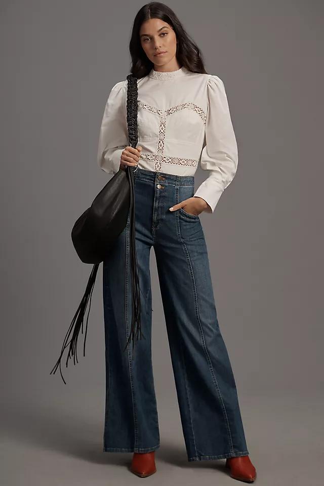 Pilcro Corset Seamed High-Rise Wide-Leg Jeans Product Image