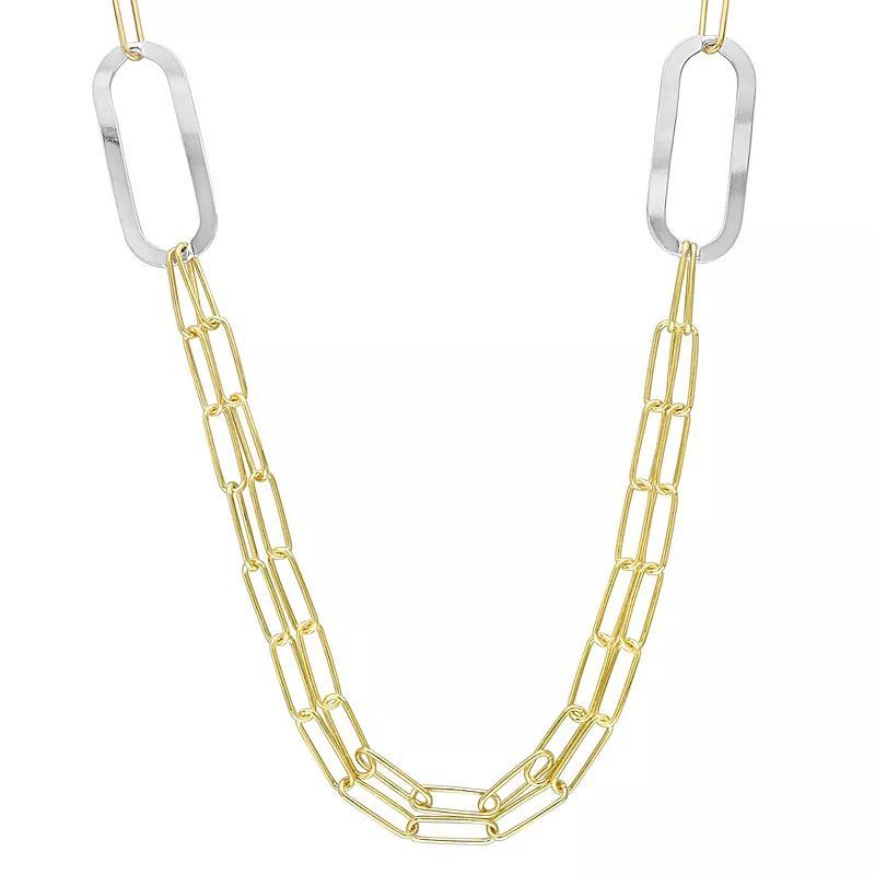 Stella Grace Sterling Silver Multistrand Oval Link Chain Necklace, Womens 18k Gold Sterling Product Image