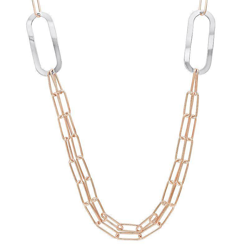 Stella Grace Sterling Silver Multistrand Oval Link Chain Necklace, Womens Pink Product Image