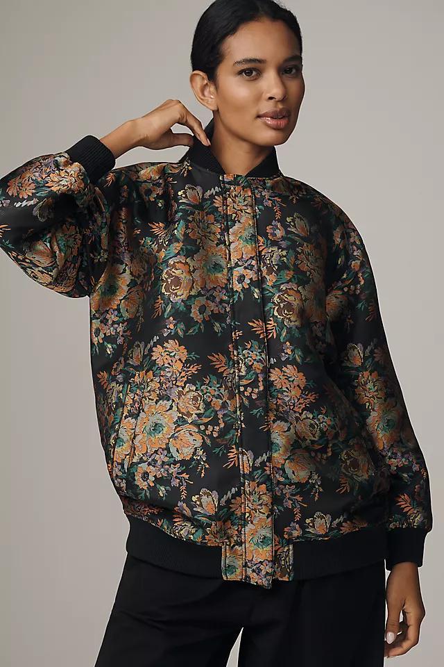 By Anthropologie Oversized Jacquard Bomber Jacket Product Image