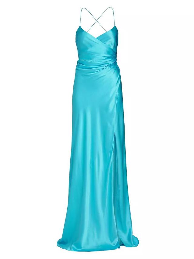 Womens Draped Silk Wrap Gown Product Image