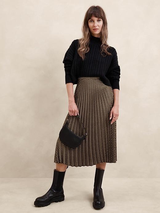 Silky Pleated Midi Skirt product image