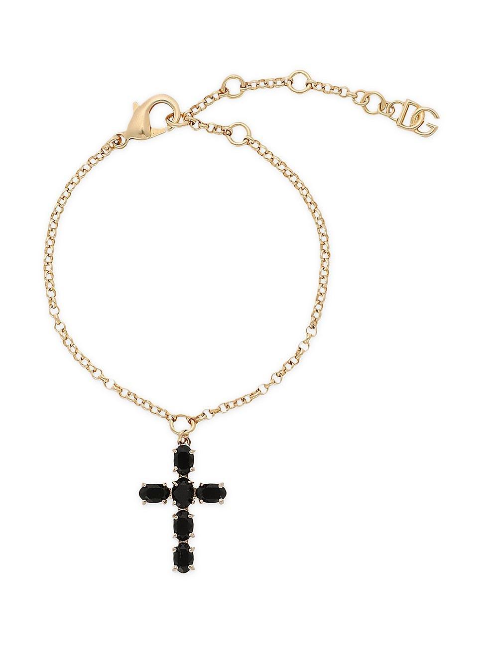 Womens Gold-Plated & Glass Crystal Cross Bracelet Product Image