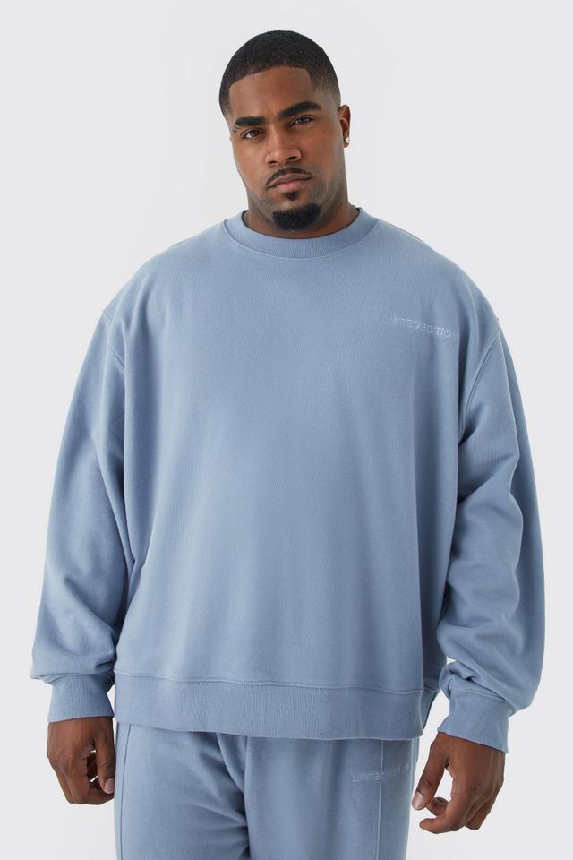 Mens Blue Plus Oversized Boxy Loopback Sweatshirt, Blue Product Image